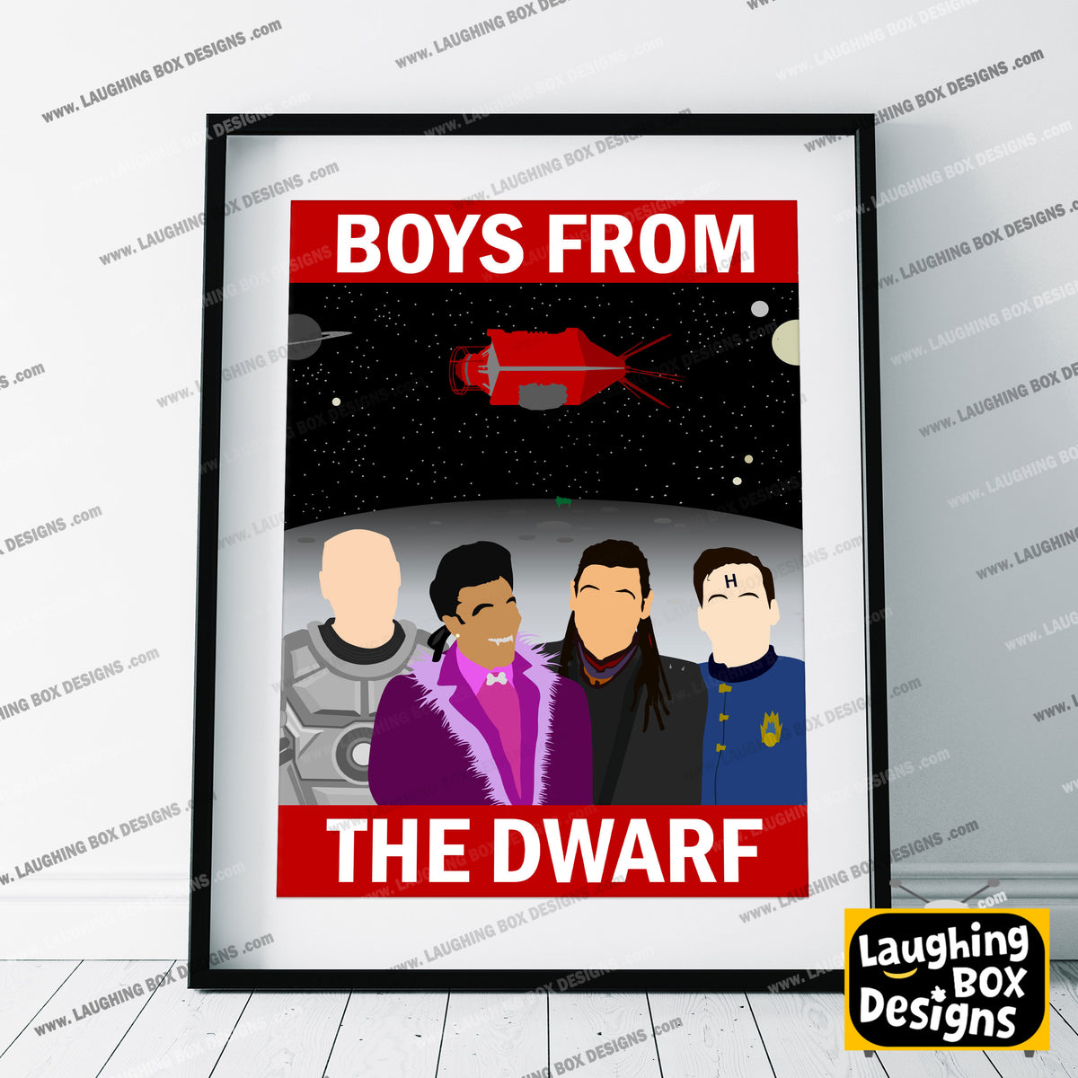 BOYS FROM THE DWARF, Lister, Cat, Rimmer and Kryten, Red Dwarf Print