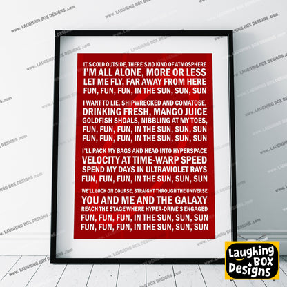 RED DWARF THEME TUNE / Song Lyrics, Red Dwarf Print
