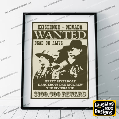 WANTED POSTER, Gunmen of the Apocalypse, Existnce Nevada, Red Dwarf Print