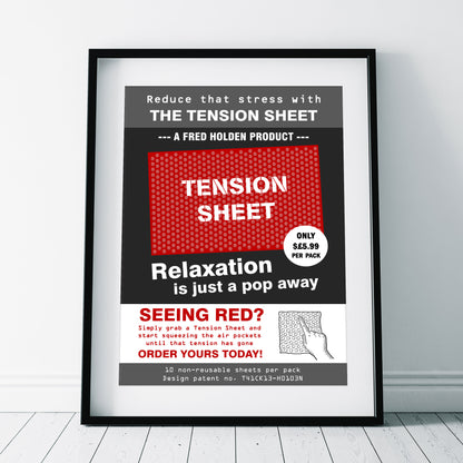 TENSION SHEET ADVERT, Relaxation Is Just A Pop Away, Red Dwarf Print