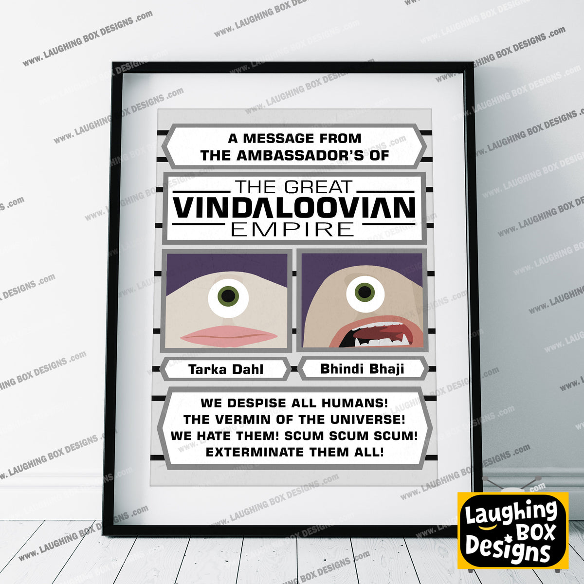 THE GREAT VINDALOOVIAN EMPIRE, Tarka Dahl & Bhindi Bhaji, Red Dwarf Print