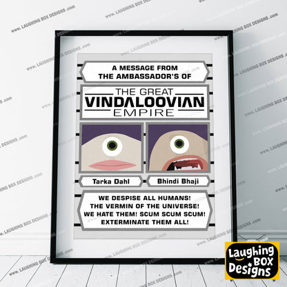 THE GREAT VINDALOOVIAN EMPIRE, Tarka Dahl & Bhindi Bhaji, Red Dwarf Print