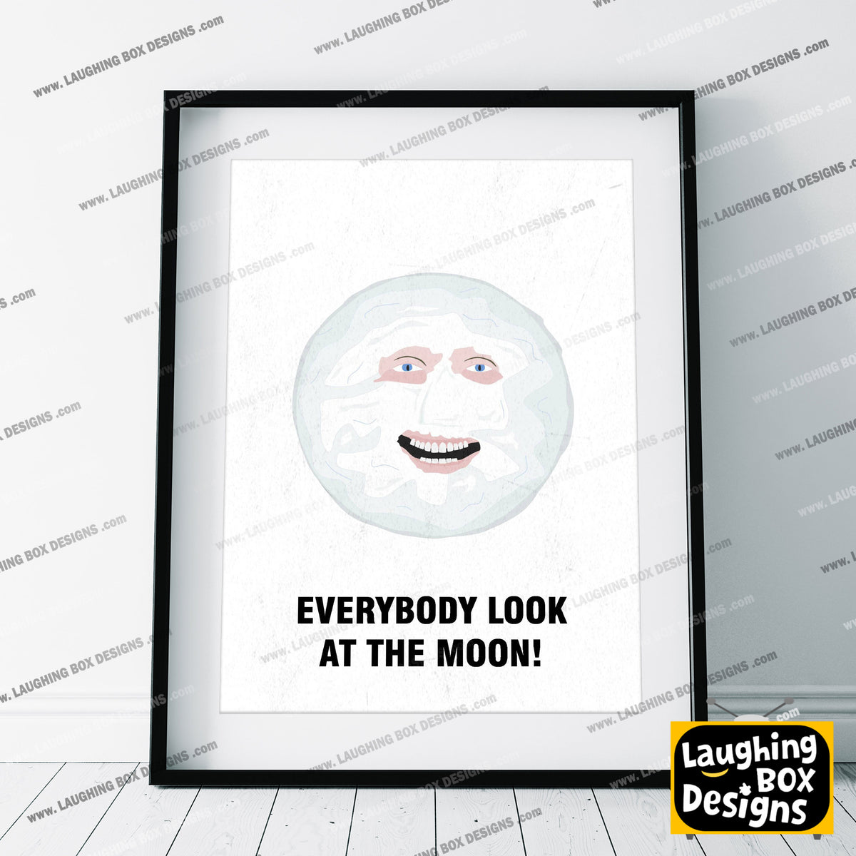 THE MOON, Everybody Look At The Moon! Character Quote, The Mighty Boosh Print