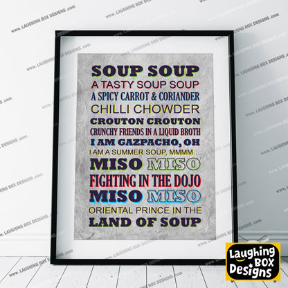 SOUP SOUP Crimp Lyrics, The Mighty Boosh Print (2 styles available)
