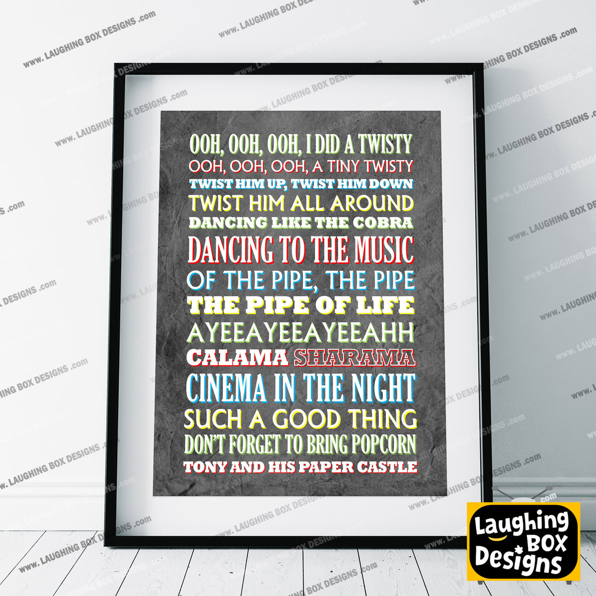 TWISTY Crimp Lyrics, The Mighty Boosh Print (2 styles available)