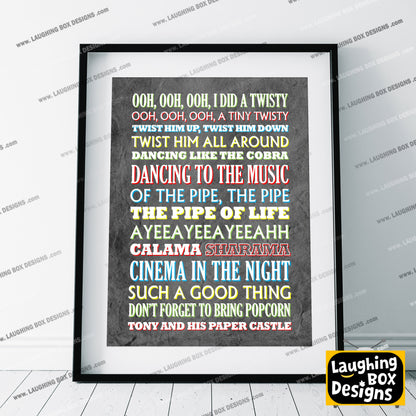TWISTY Crimp Lyrics, The Mighty Boosh Print (2 styles available)