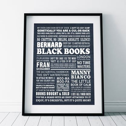 BLACK BOOKS Typography Print (available in 8 colours)
