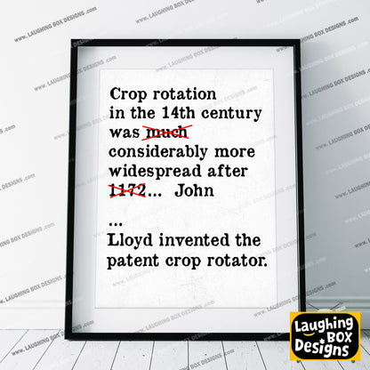 CROP ROTATION IN THE 14TH CENTURY, Bambi Episode Quote, The Young Ones Print
