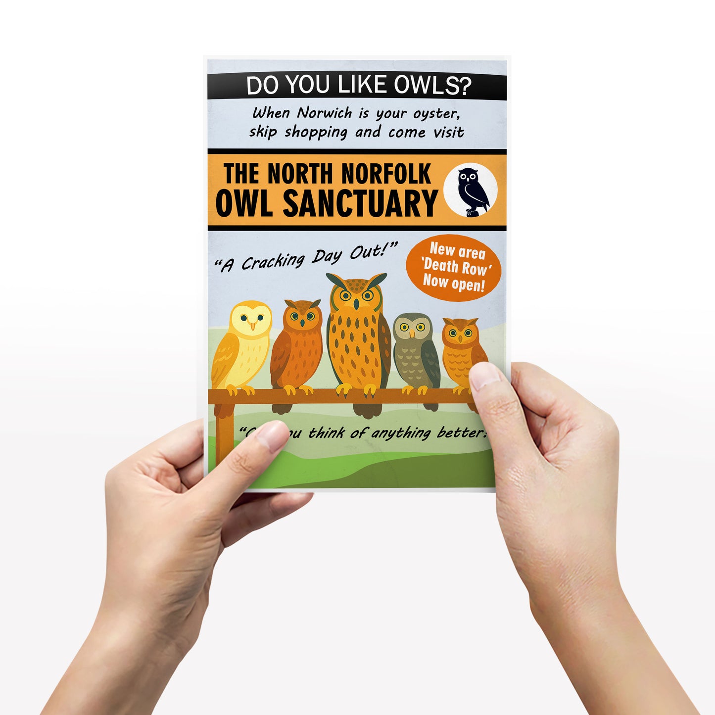 THE NORTH NORFOLK OWL SANCTUARY, Alan Partridge Print