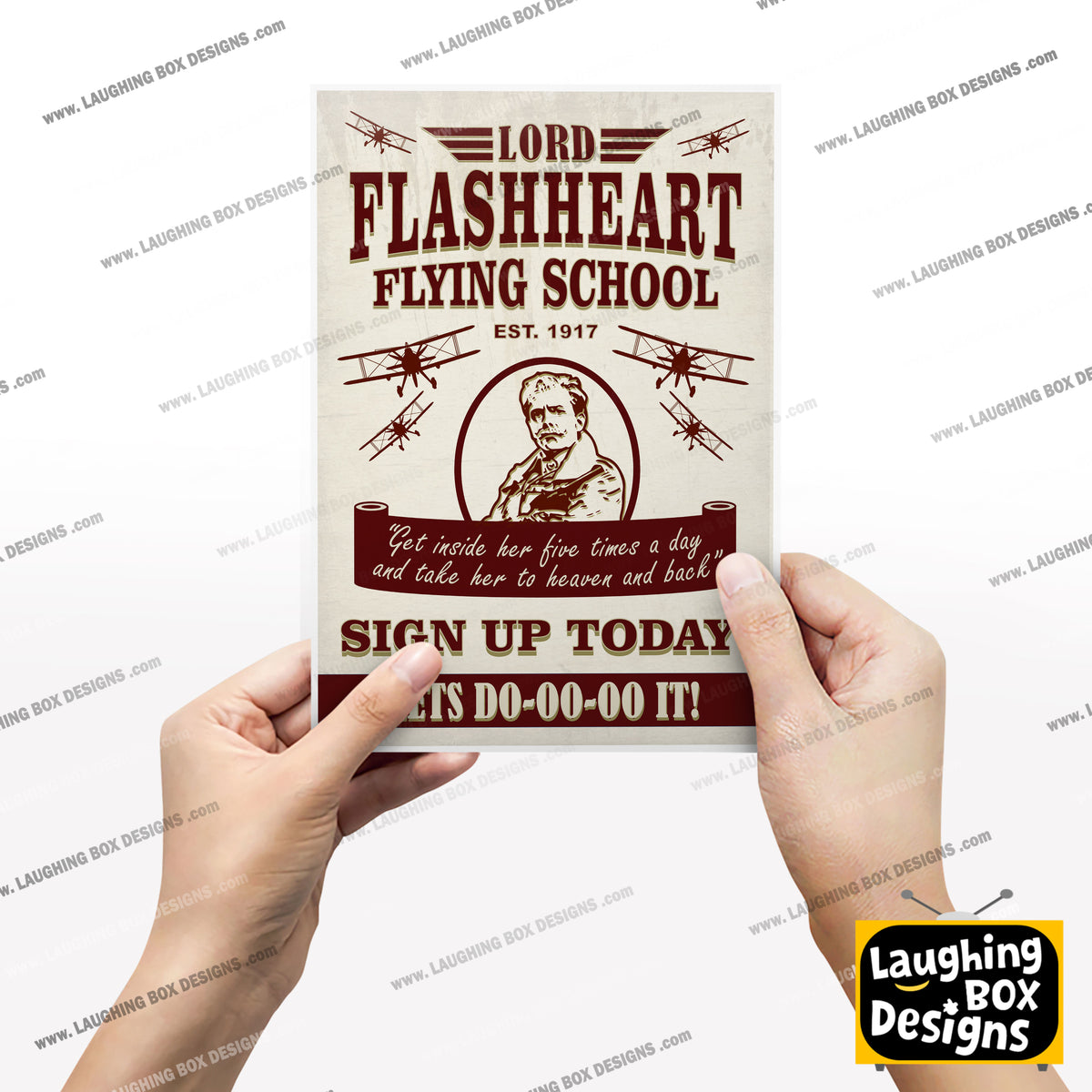 LORD FLASHHEART FLYING SCHOOL, Sign up today poster, Blackadder Print