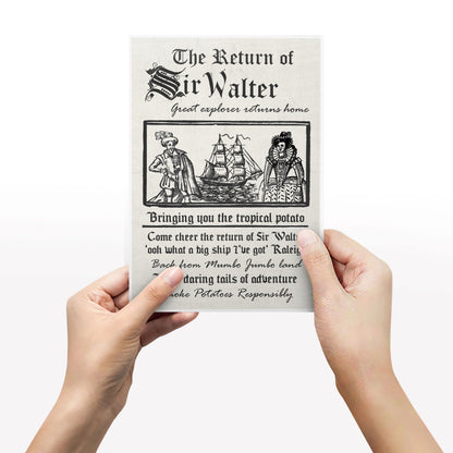 THE RETURN OF SIR WALTER Great Explorer Returns Home Poster, Blackadder Print