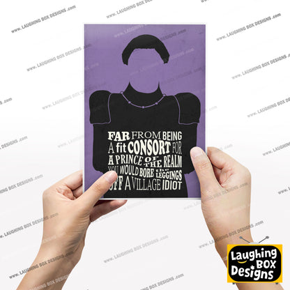 BORE THE LEGS OFF A VILLAGE IDIOT, Prince Blackadder Quote, Blackadder Print (Purple)