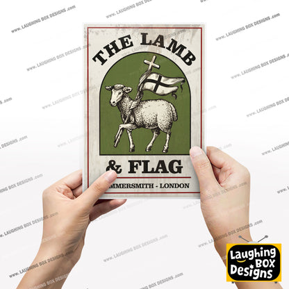 THE LAMB AND FLAG, Hammersmith, London Pub Sign / Poster. Bottom Print