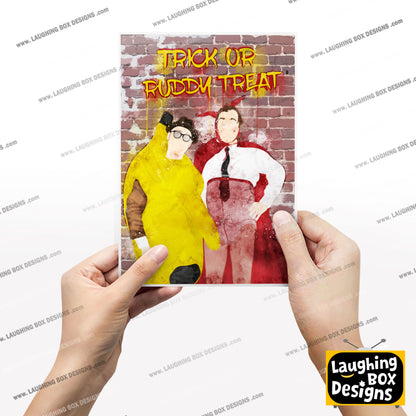 TRICK OR RUDDY TREAT, Halloween Banana and Devil Costumes, Bottom Print