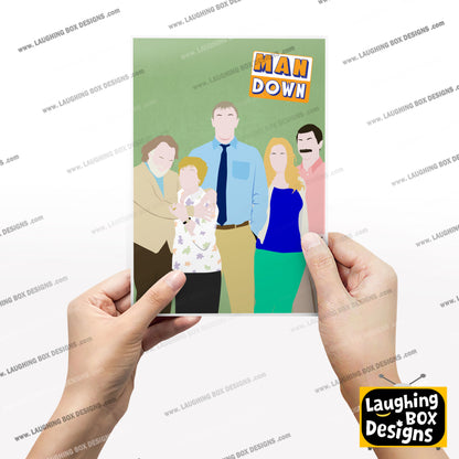 MAN DOWN Comedy Characters Minimalist Print