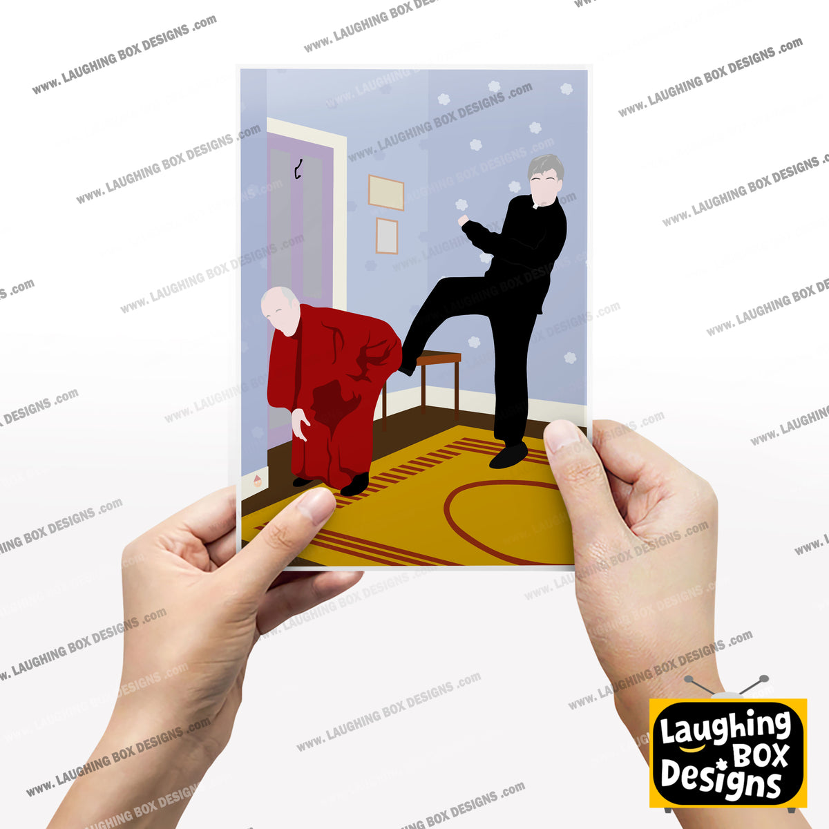 Kicking Bishop BrennanUp The Arse! Full Scene, Father Ted Print