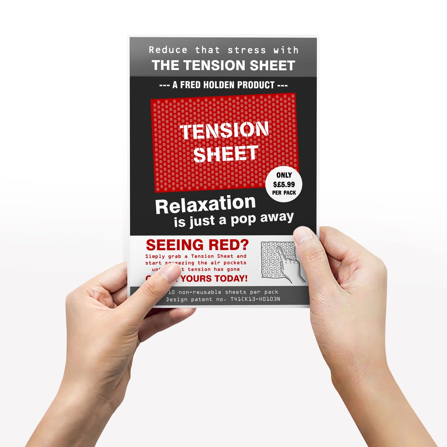 TENSION SHEET ADVERT, Relaxation Is Just A Pop Away, Red Dwarf Print
