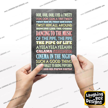 TWISTY Crimp Lyrics, The Mighty Boosh Print (2 styles available)