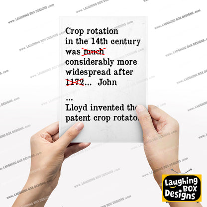 CROP ROTATION IN THE 14TH CENTURY, Bambi Episode Quote, The Young Ones Print