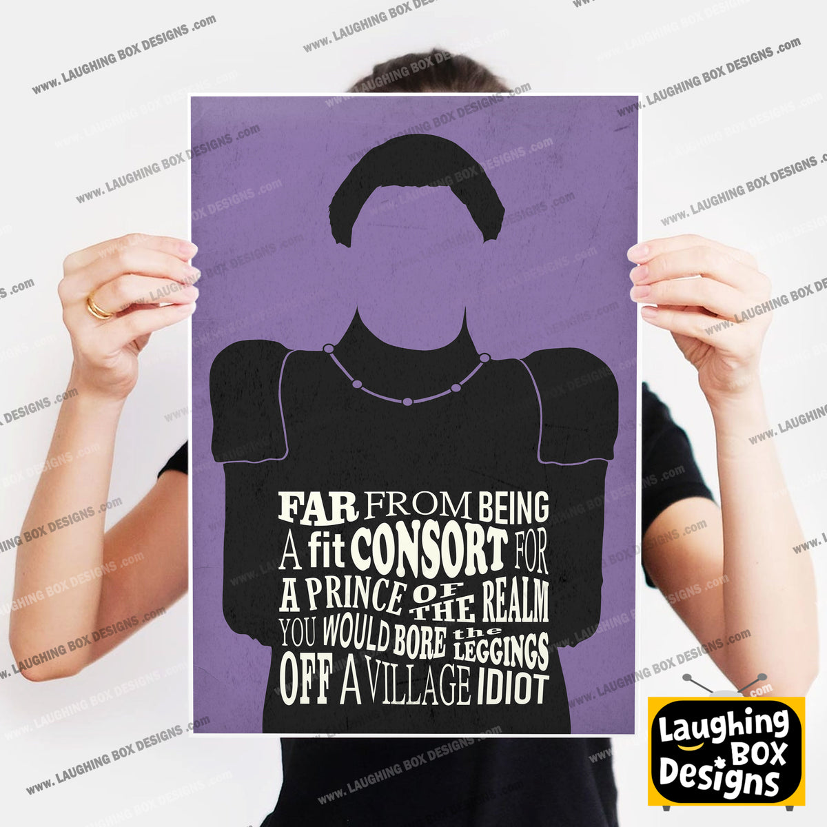 BORE THE LEGS OFF A VILLAGE IDIOT, Prince Blackadder Quote, Blackadder Print (Purple)