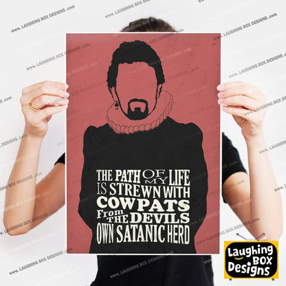 COWPATS FROM THE DEVILS HERD, Lord Blackadder Quote, Blackadder Print (Red)