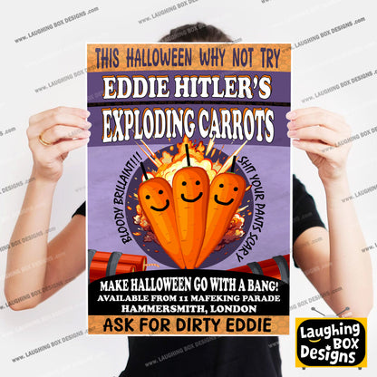 DIRTY EDDIE'S EXPLODING HALLOWEEN CARROTS,  Bottom Print