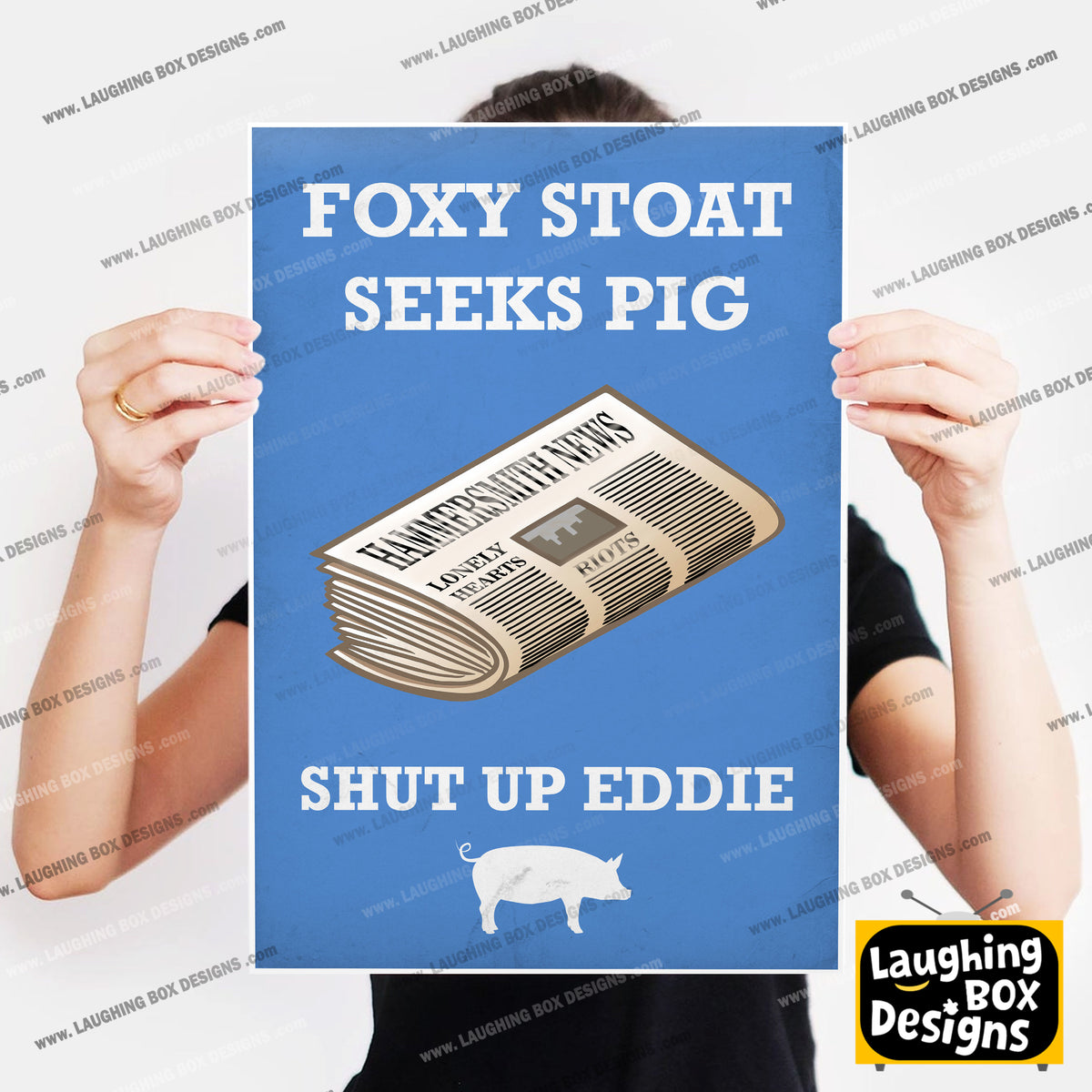 FOXY STOAT SEEKS PIG, Lonely Hearts Column Quote, Bottom Print