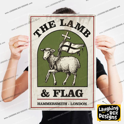 THE LAMB AND FLAG, Hammersmith, London Pub Sign / Poster. Bottom Print