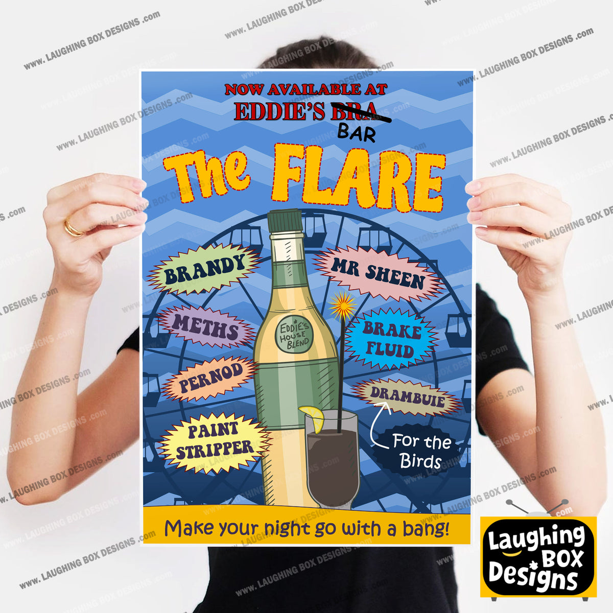 THE FLARE / EXPLODING COCKTAIL Eddie's Bar Cocktail Poster, Bottom Print