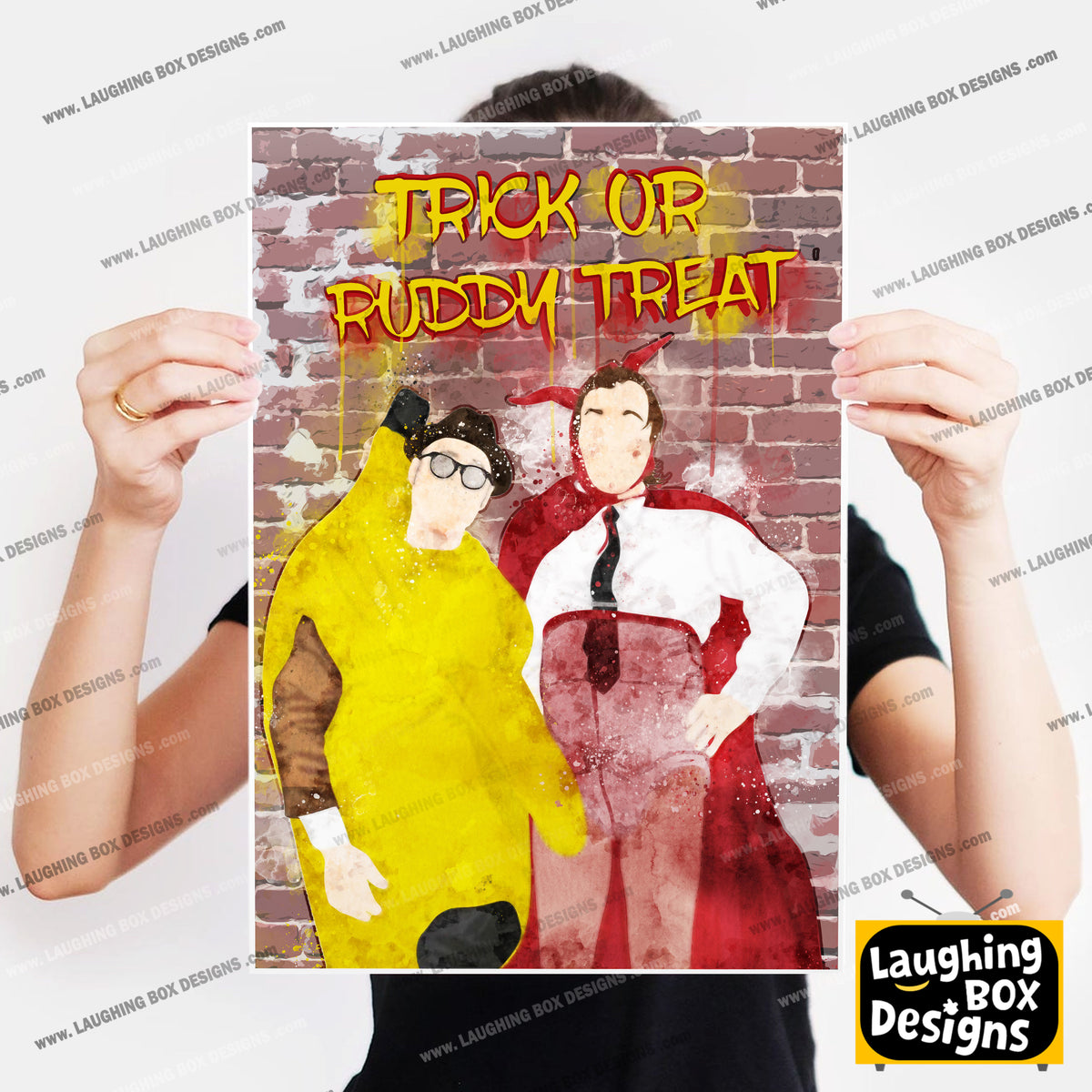 TRICK OR RUDDY TREAT, Halloween Banana and Devil Costumes, Bottom Print