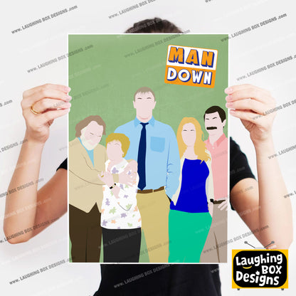 MAN DOWN Comedy Characters Minimalist Print