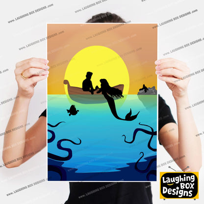 DISNEY'S THE LITTLE MERMAID Character inspired Silhouette Print