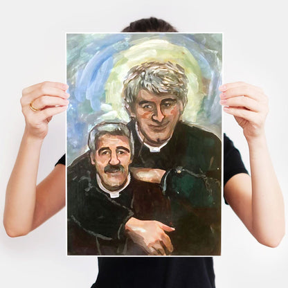 Father Stone Portrait Painting, Father Ted Print