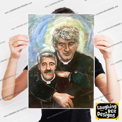 Father Stone Portrait Painting, Father Ted Print