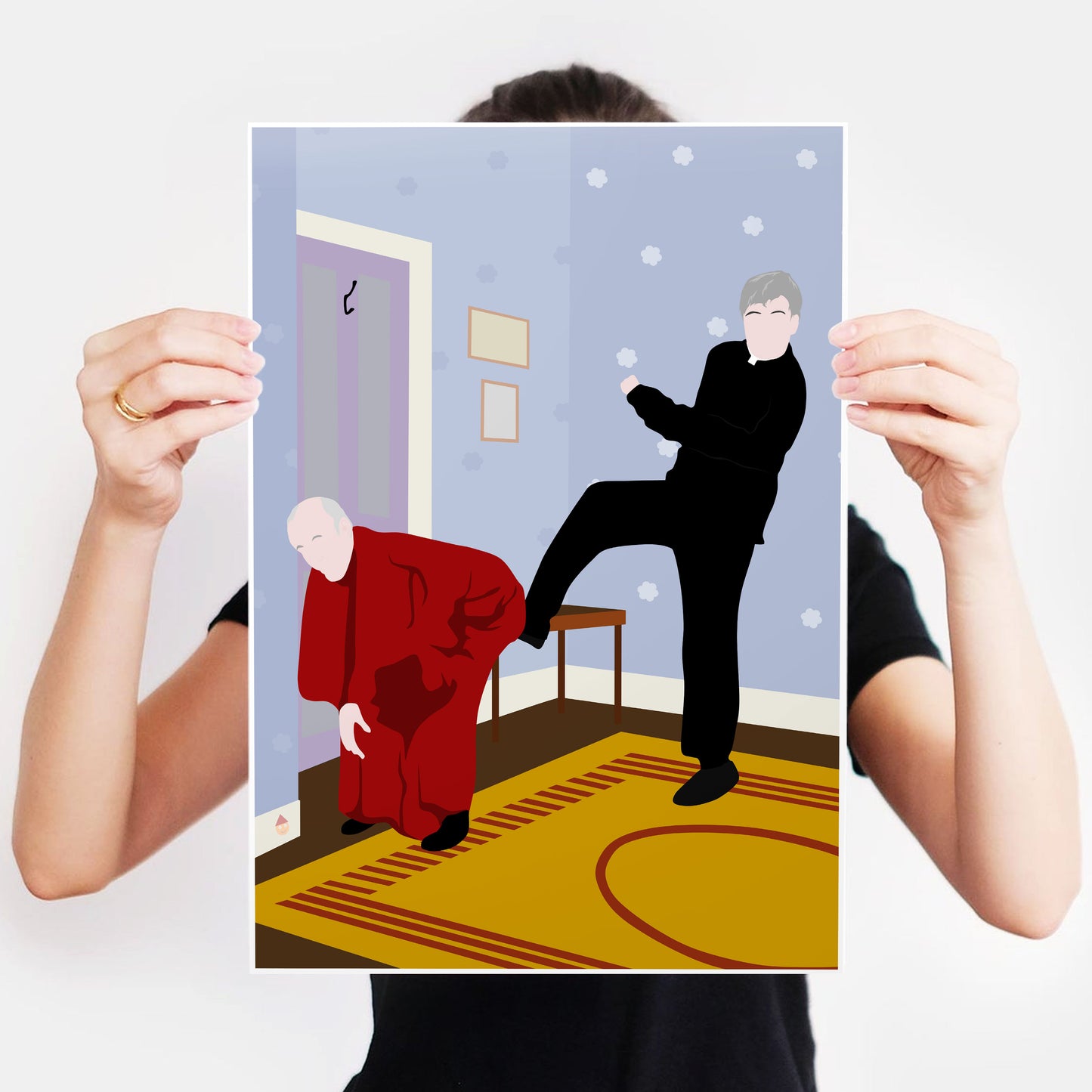 Kicking Bishop BrennanUp The Arse! Full Scene, Father Ted Print