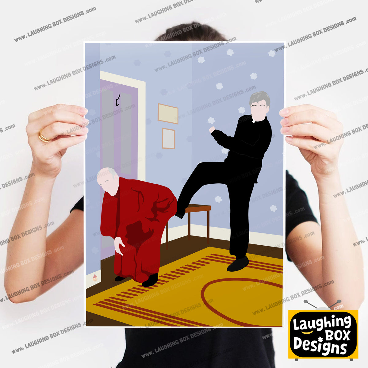 Kicking Bishop BrennanUp The Arse! Full Scene, Father Ted Print