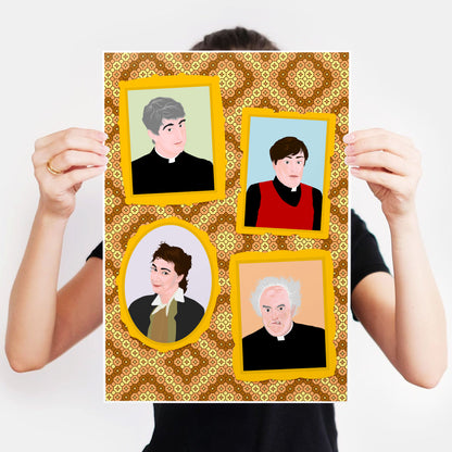 Father Ted Characters Portrait Wall Print, Father Ted Print