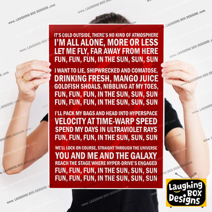 RED DWARF THEME TUNE / Song Lyrics, Red Dwarf Print