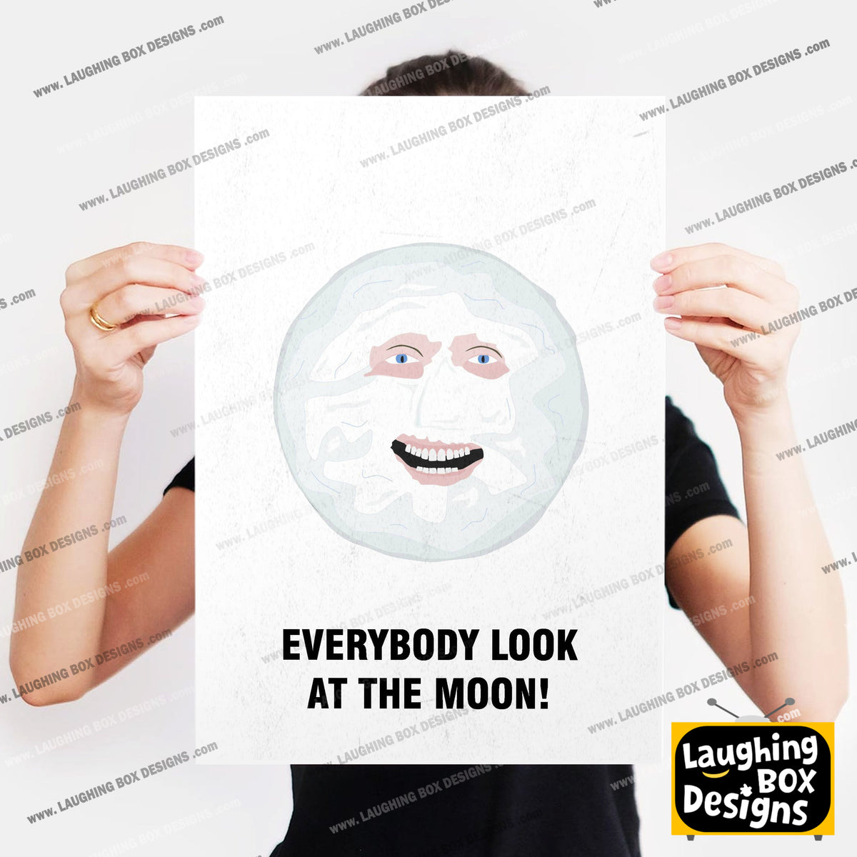 THE MOON, Everybody Look At The Moon! Character Quote, The Mighty Boosh Print