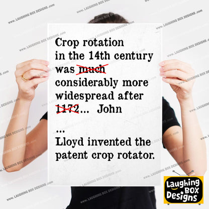 CROP ROTATION IN THE 14TH CENTURY, Bambi Episode Quote, The Young Ones Print