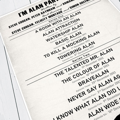I'M ALAN PARTRIDGE EPISODE LIST Alan Partridge Print