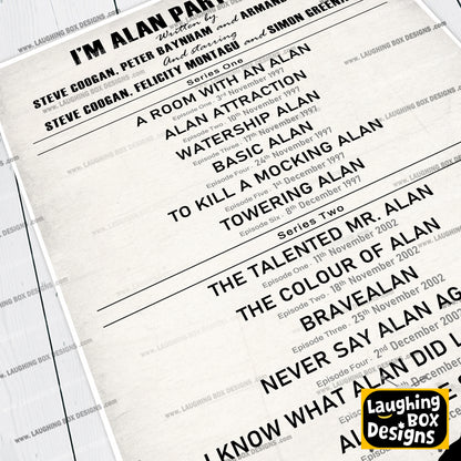 I'M ALAN PARTRIDGE EPISODE LIST Alan Partridge Print
