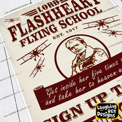 LORD FLASHHEART FLYING SCHOOL, Sign up today poster, Blackadder Print