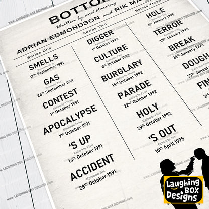 BOTTOM EPISODE LIST by Adrian Edmondson and Rik Mayall, Bottom Print