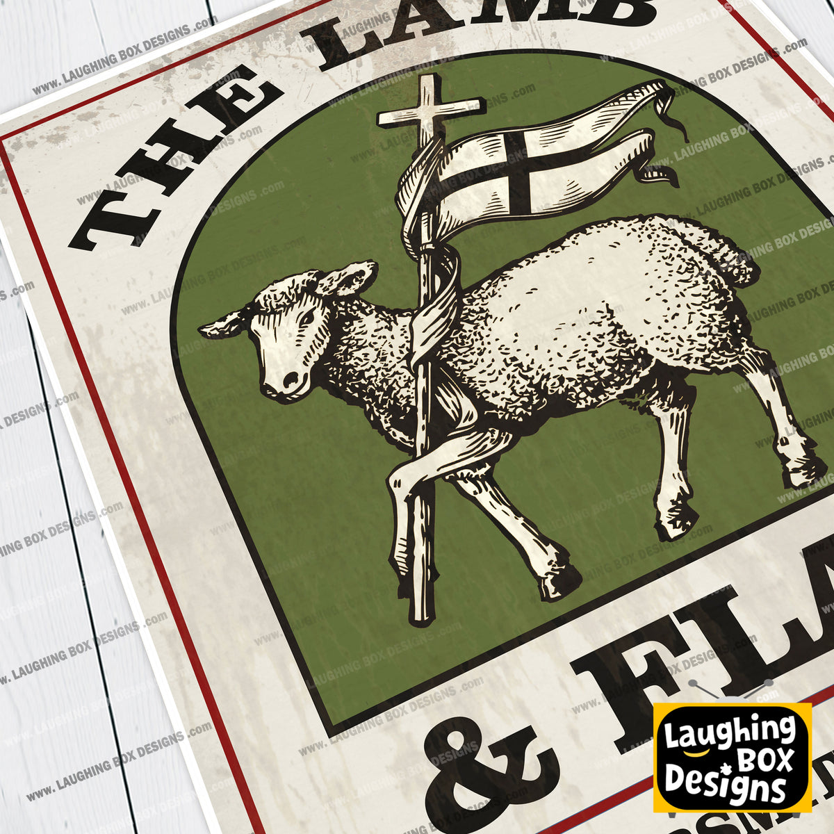 THE LAMB AND FLAG, Hammersmith, London Pub Sign / Poster. Bottom Print