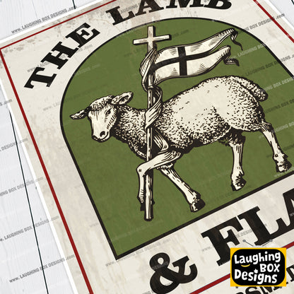 THE LAMB AND FLAG, Hammersmith, London Pub Sign / Poster. Bottom Print
