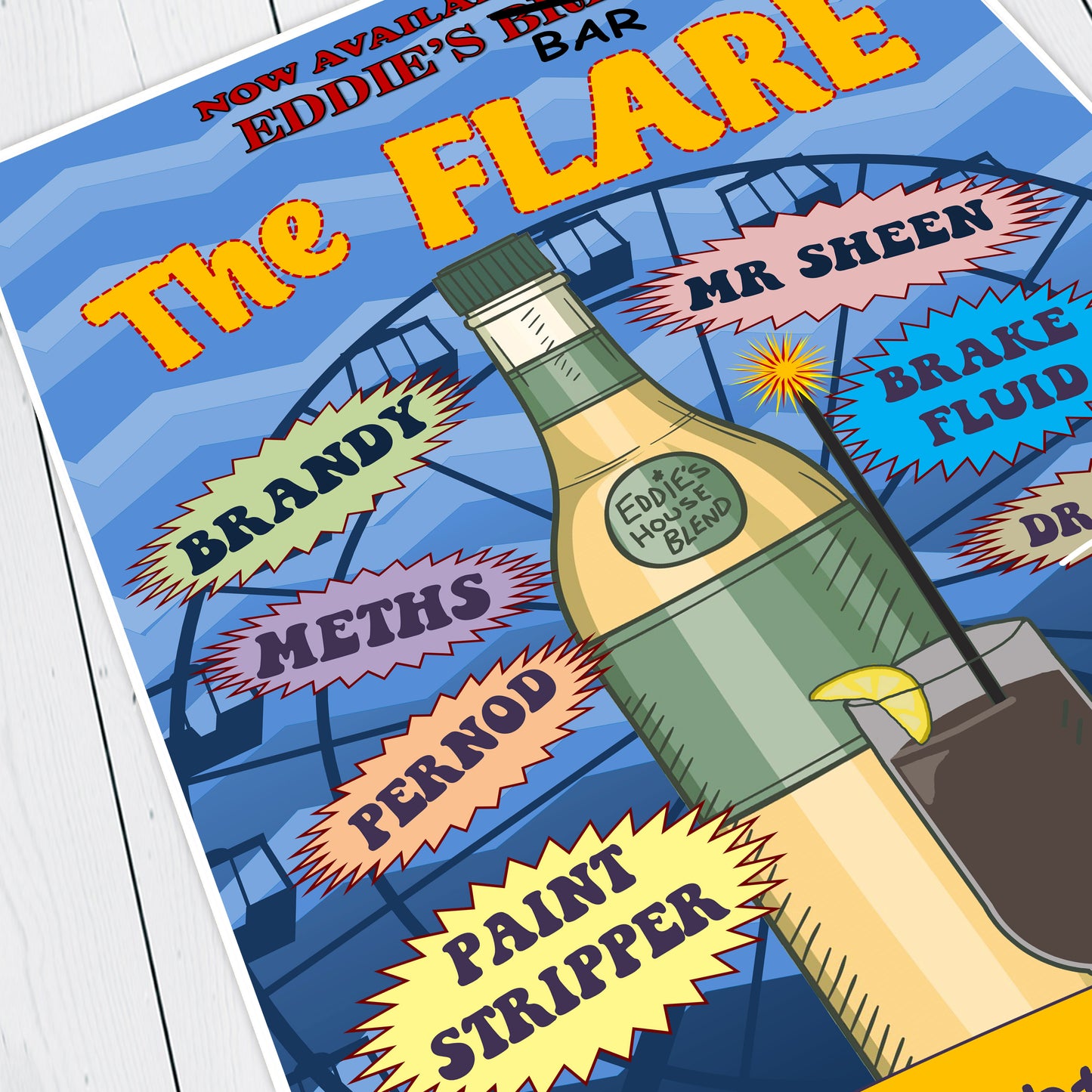 THE FLARE / EXPLODING COCKTAIL Eddie's Bar Cocktail Poster, Bottom Print