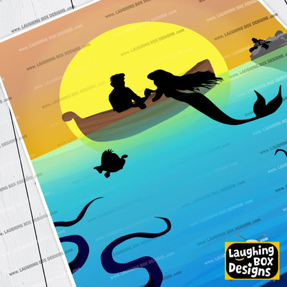 DISNEY'S THE LITTLE MERMAID Character inspired Silhouette Print