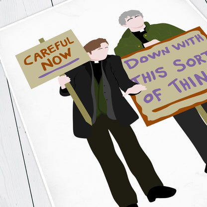 Down with this Sort of Thing / Careful Now, Protest plackard, Father Ted Print
