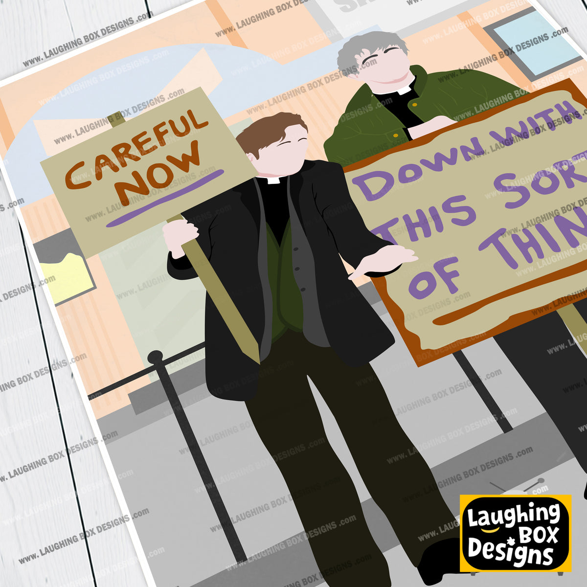 Down with this Sort of Thing / Careful Now, Full Scene Protest, Father Ted Print